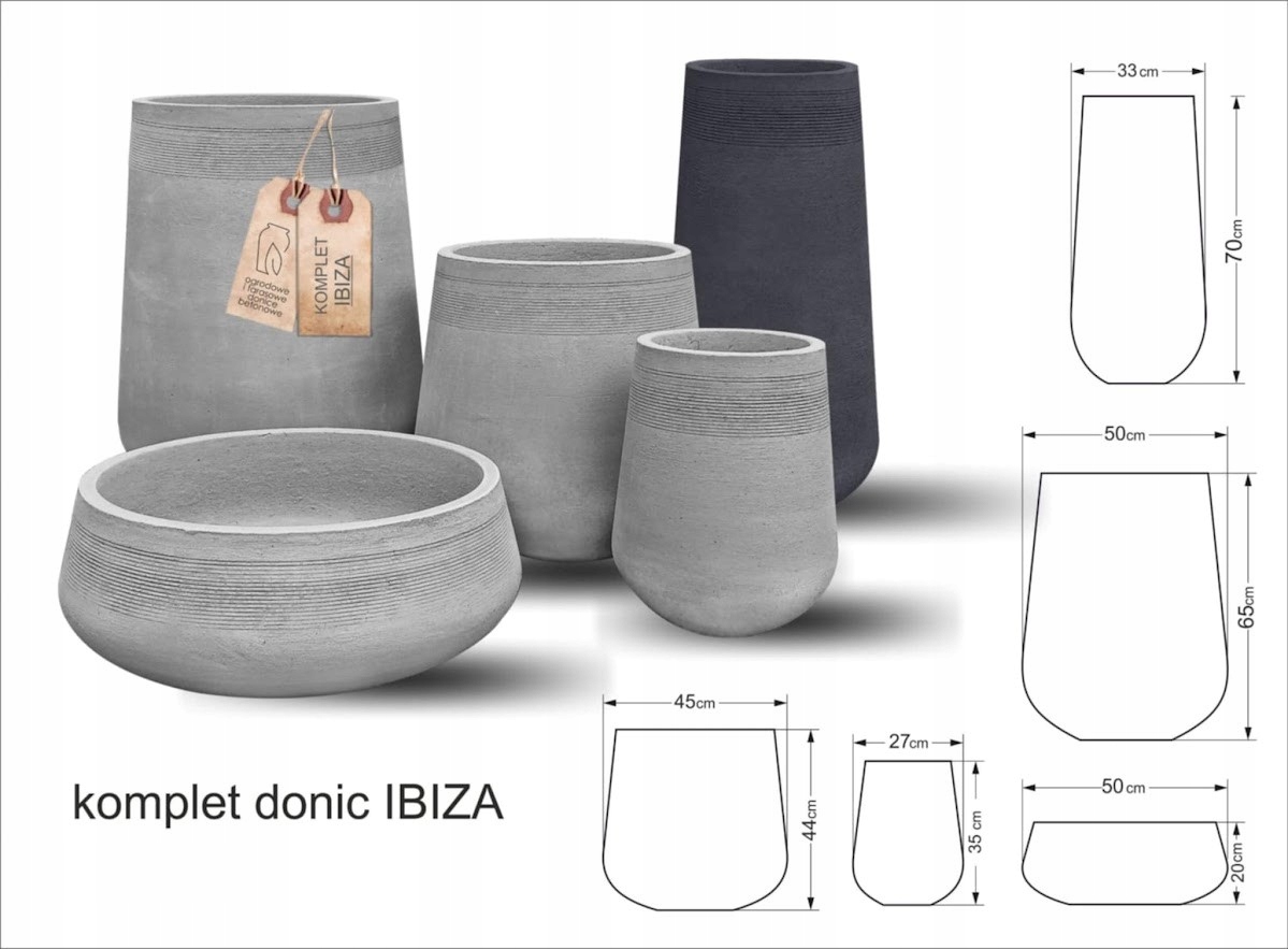 Sada betónových kvetináčov Ibiza